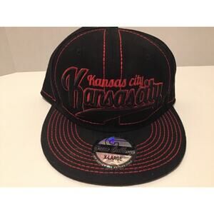 Kansas City Green Cabbage Black Red Embroidered Hat XL Fitted